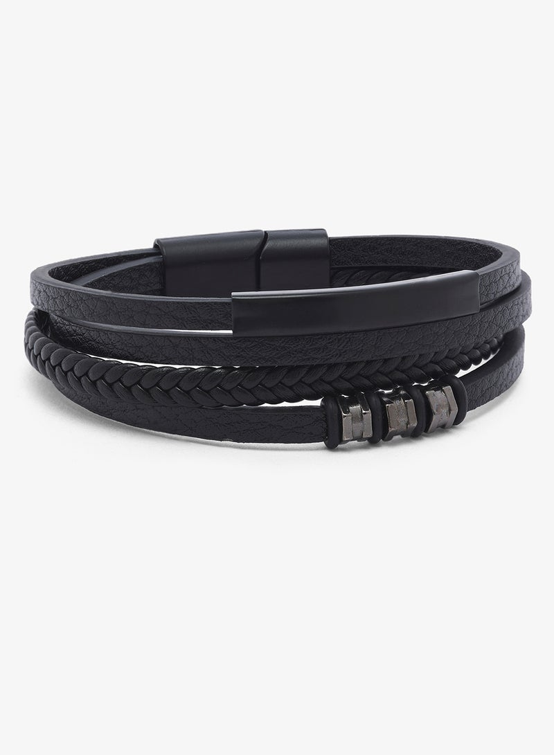 Seventy Five 4-Layer Leather Bracelet with Magnetic Clasp - Image 1